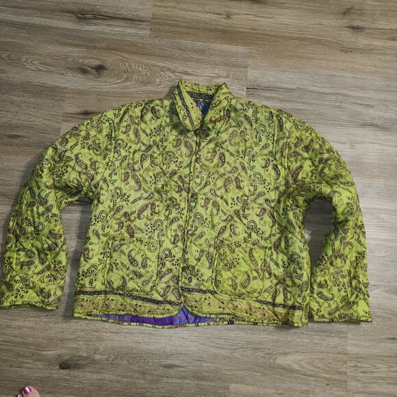 Vtg ArteZen size M Snap Jacket Top Lightweight 100% Silk Quilted Reversible - Picture 4 of 6